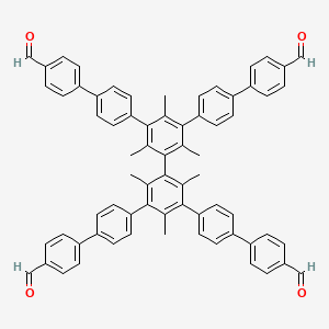 molecular formula C70H54O4 B13747637 4-[4-[3-[3,5-bis[4-(4-formylphenyl)phenyl]-2,4,6-trimethylphenyl]-5-[4-(4-formylphenyl)phenyl]-2,4,6-trimethylphenyl]phenyl]benzaldehyde 