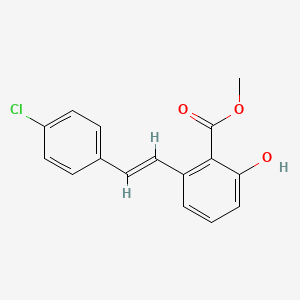 molecular formula C16H13ClO3 B13747705 methyl 2-[(E)-2-(4-chlorophenyl)ethenyl]-6-hydroxybenzoate 