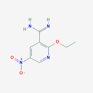 molecular formula C8H10N4O3 B13747811 2-Ethoxy-5-nitropyridine-3-carboximidamide 