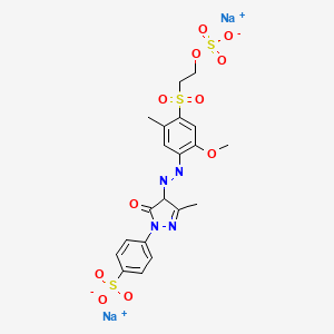 Benzenesulfonic acid, 4-(4,5-dihydro-4-((2-methoxy-5-methyl-4-((2-(sulfooxy)ethyl)sulfonyl)phenyl)azo)-3-methyl-5-oxo-1H-pyrazol-1-yl)-, sodium salt