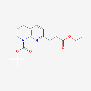 molecular formula C18H26N2O4 B1374794 tert-Butyl 7-(3-ethoxy-3-oxopropyl)-3,4-dihydro-1,8-naphthyridine-1(2H)-carboxylate CAS No. 1272758-04-9