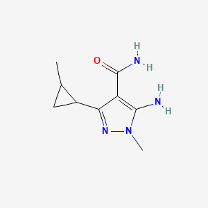 molecular formula C9H14N4O B13747981 5-Amino-1-methyl-3-(2-methylcyclopropyl)-1H-pyrazole-4-carboxamide CAS No. 1184913-76-5