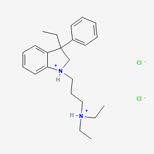 molecular formula C23H34Cl2N2 B13748076 2,3-Dihydro-3-phenyl-N,N,3-triethyl-1H-indole-1-propylamine dihydrochloride CAS No. 37126-71-9