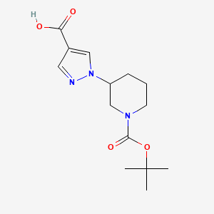 molecular formula C14H21N3O4 B1374809 1-{1-[(叔丁氧羰基)哌啶-3-基]-1H-吡唑-4-羧酸 CAS No. 1422386-02-4