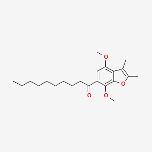 molecular formula C22H32O4 B13748125 Benzofuran, 6-decanoyl-4,7-dimethoxy-2,3-dimethyl- CAS No. 42782-77-4