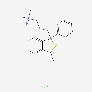 molecular formula C20H26ClNS B13748158 1,3-Dihydro-1-phenyl-N,N,3-trimethylbenzo(c)thiophene-1-propylamine hydrochloride CAS No. 26106-03-6