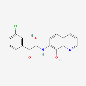 molecular formula C17H13ClN2O3 B13748178 3'-Chloro-2-hydroxy-2-((8-hydroxy-7-quinolyl)amino)acetophenone CAS No. 26866-72-8