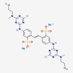 molecular formula C26H26Cl2N10Na2O8S2 B13748220 Benzenesulfonic acid, 2,2'-(1,2-ethenediyl)bis[5-[[4-chloro-6-[(2-hydroxyethyl)methylamino]-1,3,5-triazin-2-yl]amino]-, disodium salt CAS No. 25790-73-2