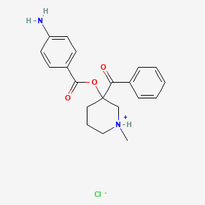 molecular formula C20H23ClN2O3 B13748289 (+-)-1-Methyl-3-benzoyl-(p-aminobenzoyloxy)piperidine hydrochloride CAS No. 31823-18-4