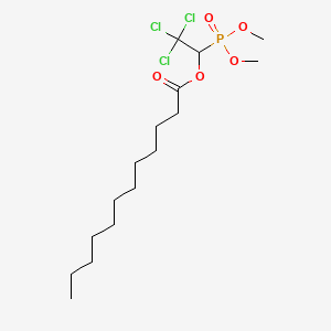 molecular formula C16H30Cl3O5P B13748345 Dodecanoic acid, 2,2,2-trichloro-1-(dimethoxyphosphinyl)ethyl ester CAS No. 4414-15-7