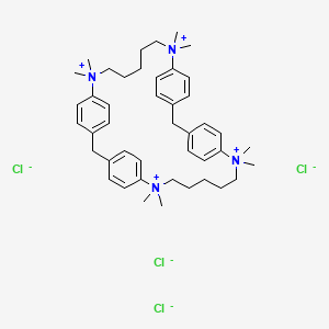 molecular formula C44H64Cl4N4 B13748382 7,7,13,13,23,23,29,29-Octamethyl-7,13,23,29-tetraazoniapentacyclo(28.2.2.23,6.214,17.219,22)tetraconta-3,5,14,16,19,21,30,32,33,35,37,39-dodecaene tetrachloride CAS No. 121625-31-8