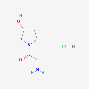 molecular formula C6H13ClN2O2 B1374880 2-氨基-1-(3-羟基-1-吡咯啉基)-1-乙酮盐酸盐 CAS No. 1220017-00-4