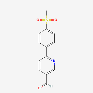 molecular formula C13H11NO3S B1374898 6-(4-甲磺酰苯基)-吡啶-3-甲醛 CAS No. 834884-68-3
