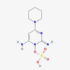molecular formula C₉H₁₅N₅O₄S B013749 2-Pyrimidinamine, 1,6-dihydro-6-imino-4-(1-piperidinyl)-1-(sulfooxy)- CAS No. 83701-22-8