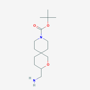 molecular formula C15H28N2O3 B1374902 叔丁基 3-(氨基甲基)-2-氧杂-9-氮杂螺[5.5]十一烷-9-羧酸酯 CAS No. 1160246-99-0