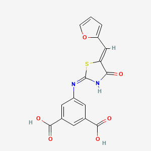 5-((5-(Furan-2-ylmethylene)-4-oxo-4,5-dihydrothiazol-2-yl)amino)isophthalic acid