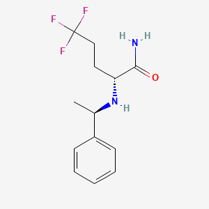 (2R)-5,5,5-trifluoro-2-[[(1R)-1-phenylethyl]amino]-pentanamide