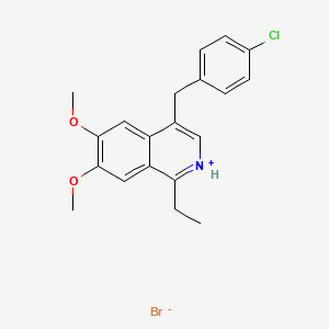 molecular formula C20H21BrClNO2 B13750019 4-(p-Chlorobenzyl)-6,7-dimethoxy-1-ethylisoquinoline hydrobromide CAS No. 62334-28-5