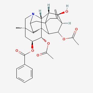 molecular formula C31H35NO7 B13750127 [(1R,2S,3S,5R,8R,9R,10R,11S)-2,19-diacetyloxy-10-hydroxy-5-methyl-12-methylidene-7-azaheptacyclo[9.6.2.01,8.05,17.07,16.09,14.014,18]nonadecan-3-yl] benzoate 