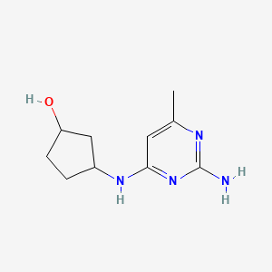 molecular formula C10H16N4O B13750141 3-[(2-Amino-6-methylpyrimidin-4-yl)amino]cyclopentan-1-ol CAS No. 1184919-68-3