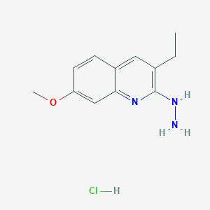 3-Ethyl-2-hydrazino-7-methoxyquinoline hydrochloride