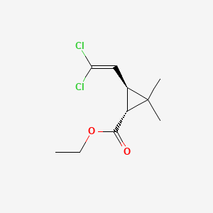 molecular formula C10H14Cl2O2 B13750483 Cyclopropanecarboxylic acid, 3-(2,2-dichloroethenyl)-2,2-dimethyl-, ethyl ester, (1R,3S)-rel- CAS No. 60254-15-1