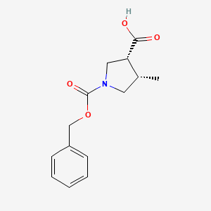 molecular formula C14H17NO4 B1375051 (3R,4S)-1-(Benzyloxycarbonyl)-4-methylpyrrolidine-3-carboxylic acid CAS No. 1428243-36-0