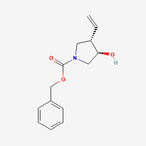 molecular formula C14H17NO3 B1375056 trans-Benzyl 3-hydroxy-4-vinylpyrrolidine-1-carboxylate CAS No. 1261241-82-0