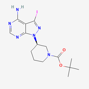 molecular formula C15H21IN6O2 B1375060 (R)-tert-Butyl 3-(4-amino-3-iodo-1H-pyrazolo[3,4-d]pyrimidin-1-yl)piperidine-1-carboxylate CAS No. 1276110-38-3