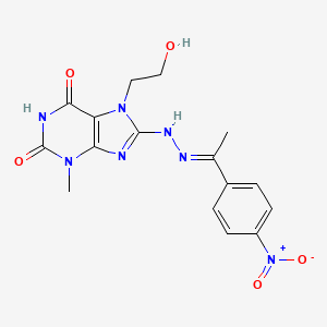 7-(2-hydroxyethyl)-3-methyl-8-[(2E)-2-[1-(4-nitrophenyl)ethylidene]hydrazinyl]purine-2,6-dione