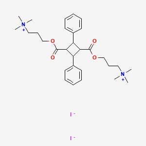 molecular formula C30H44I2N2O4 B13750716 3-[2,4-diphenyl-3-[3-(trimethylazaniumyl)propoxycarbonyl]cyclobutanecarbonyl]oxypropyl-trimethylazanium;diiodide CAS No. 10066-73-6