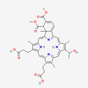 3-[9-(2-Carboxyethyl)-14-(1-hydroxyethyl)-22,23-bis(methoxycarbonyl)-4,10,15,24-tetramethyl-25,26,27,28-tetrazahexacyclo[16.6.1.13,6.18,11.113,16.019,24]octacosa-1,3,5,7,9,11(27),12,14,16,18(25),19,21-dodecaen-5-yl]propanoic acid