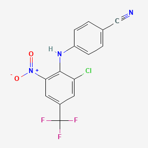 molecular formula C14H7ClF3N3O2 B13750945 4-(2-Chloro-6-nitro-4-(trifluoromethyl)phenylamino)benzonitrile 