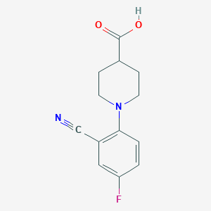 molecular formula C13H13FN2O2 B1375145 1-(2-Cyano-4-fluorophenyl)piperidine-4-carboxylic acid CAS No. 1260803-22-2