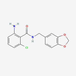 molecular formula C15H13ClN2O3 B1375149 2-amino-N-(2H-1,3-benzodioxol-5-ylmethyl)-6-chlorobenzamide CAS No. 1411540-92-5