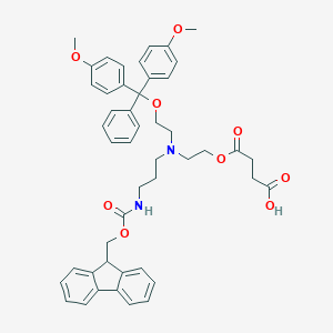 molecular formula C47H50N2O9 B137519 N-(N-((9-Fluorenylmethoxy)carbonyl)-3-aminoprop-1-yl)-N-(O-(4,4'-dimethoxytrityl)-2-oxyethyl)-N-(O-(3-carboxylpropionyl)-2-oxyethyl)amine CAS No. 151265-16-6