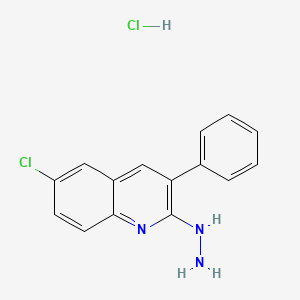 molecular formula C15H13Cl2N3 B13751936 6-Chloro-2-hydrazino-3-phenylquinoline hydrochloride CAS No. 1172444-18-6