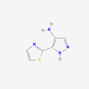 molecular formula C6H6N4S B1375235 3-(1,3-thiazol-2-yl)-1H-pyrazol-4-amine CAS No. 1492419-64-3