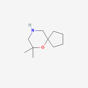 molecular formula C10H19NO B1375258 7,7-二甲基-6-氧杂-9-氮杂螺[4.5]癸烷 CAS No. 1488879-96-4
