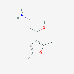 molecular formula C9H15NO2 B1375262 3-氨基-1-(2,5-二甲基呋喃-3-基)丙醇 CAS No. 1447966-95-1