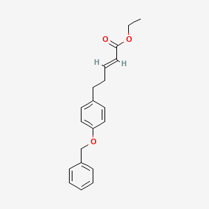 molecular formula C20H22O3 B13752630 2-Pentenoic acid, 5-[4-(phenylmethoxy)phenyl]-, ethyl ester, (2E)- 