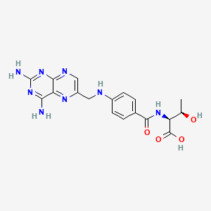 molecular formula C18H20N8O4 B13752740 L-Threonine, N-(4-(((2,4-diamino-6-pteridinyl)methyl)amino)benzoyl)- CAS No. 26188-15-8