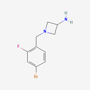 molecular formula C10H12BrFN2 B1375279 1-[(4-Bromo-2-fluorophenyl)methyl]azetidin-3-amine CAS No. 1491205-86-7