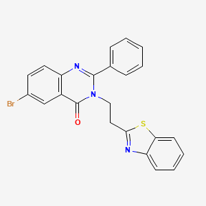 4(3H)-Quinazolinone, 3-(2-(2-benzothiazolyl)ethyl)-6-bromo-2-phenyl-