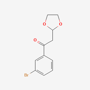 molecular formula C11H11BrO3 B1375300 1-(3-Bromo-phenyl)-2-(1,3-dioxolan-2-yl)-ethanone CAS No. 1263365-76-9