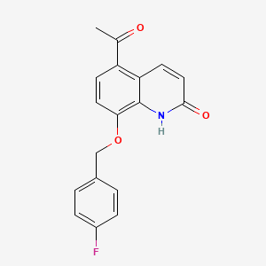 molecular formula C18H14FNO3 B1375303 5-Acetyl-8-[(4-fluorophenyl)methoxy]-1,2-dihydroquinolin-2-one CAS No. 1312118-03-8