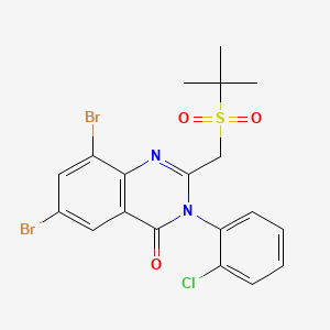 4(3H)-Quinazolinone, 6,8-dibromo-3-(2-chlorophenyl)-2-(((1,1-dimethylethyl)sulfonyl)methyl)-