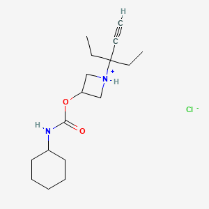 molecular formula C17H29ClN2O2 B13753439 [1-(3-ethylpent-1-yn-3-yl)azetidin-1-ium-3-yl] N-cyclohexylcarbamate;chloride CAS No. 60752-96-7