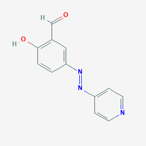 molecular formula C12H9N3O2 B13753474 2-Hydroxy-5-(pyridin-4-yldiazenyl)benzaldehyde 