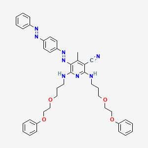 molecular formula C41H44N8O4 B13753664 3-Pyridinecarbonitrile, 4-methyl-2,6-bis[[3-(2-phenoxyethoxy)propyl]amino]-5-[[4-(phenylazo)phenyl]azo]- CAS No. 63281-05-0